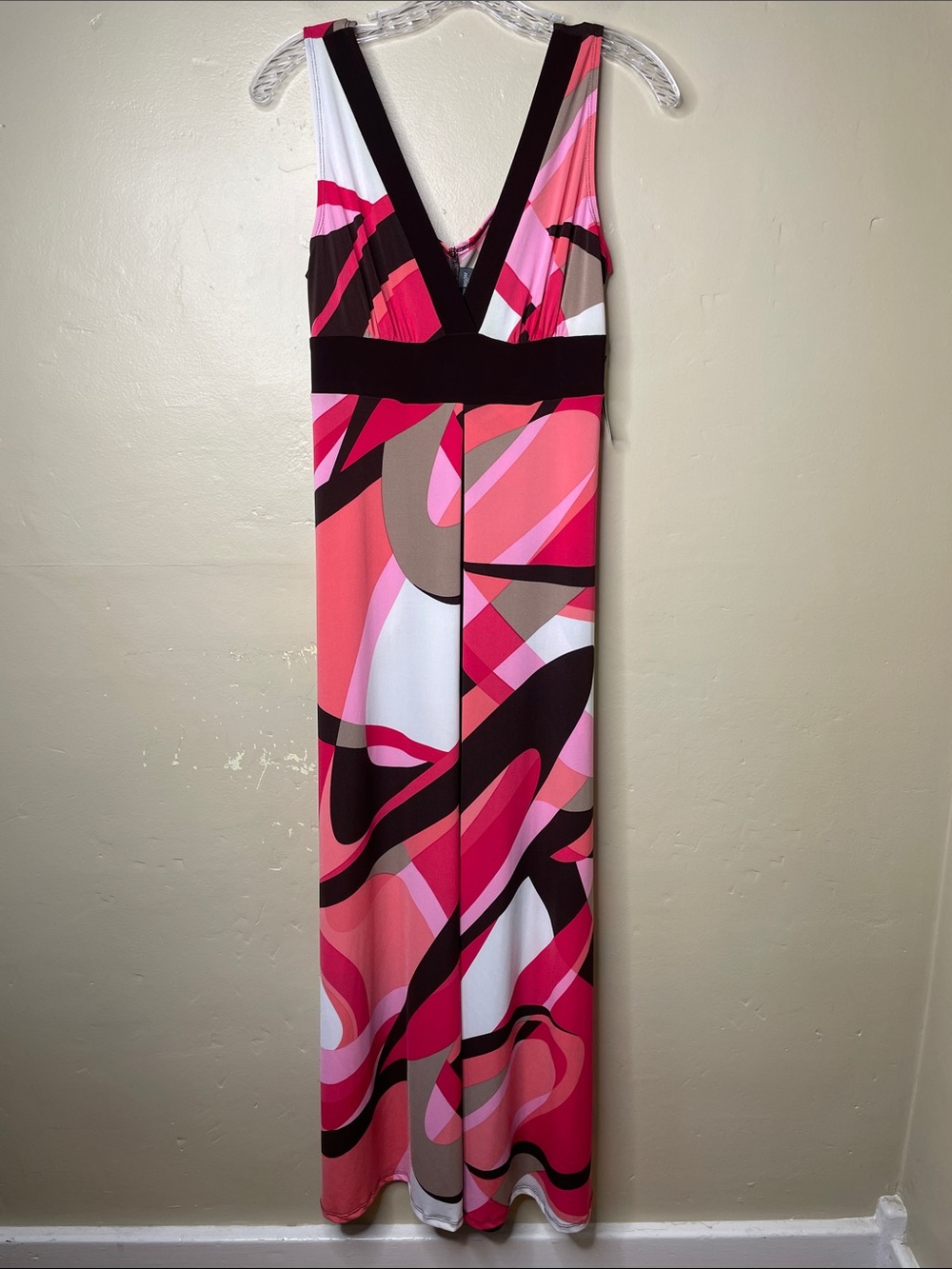 VTG 90’s Y2K BISOU BISOU Brown & Pink Archival Abstract Maxi Dress NWT 8